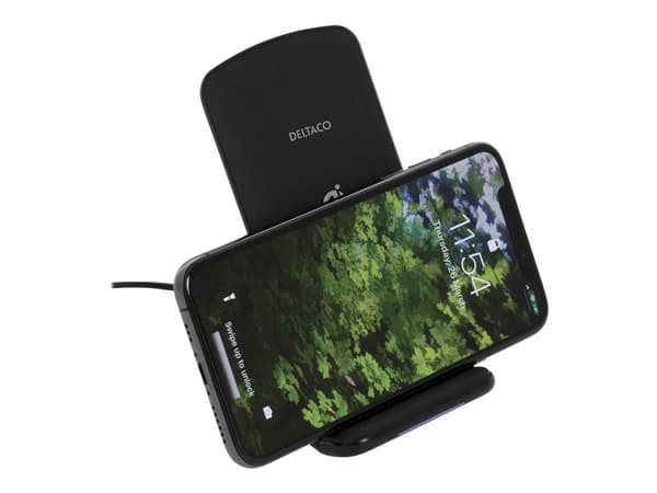 DELTACO QI-1033 - Trådlöst laddställ - 10 Watt - 1.2 A - svart