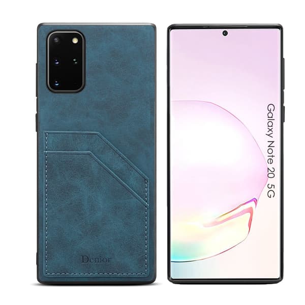 Läderskal Kortfack Samsung Galaxy Note 20 Ultra Blå
