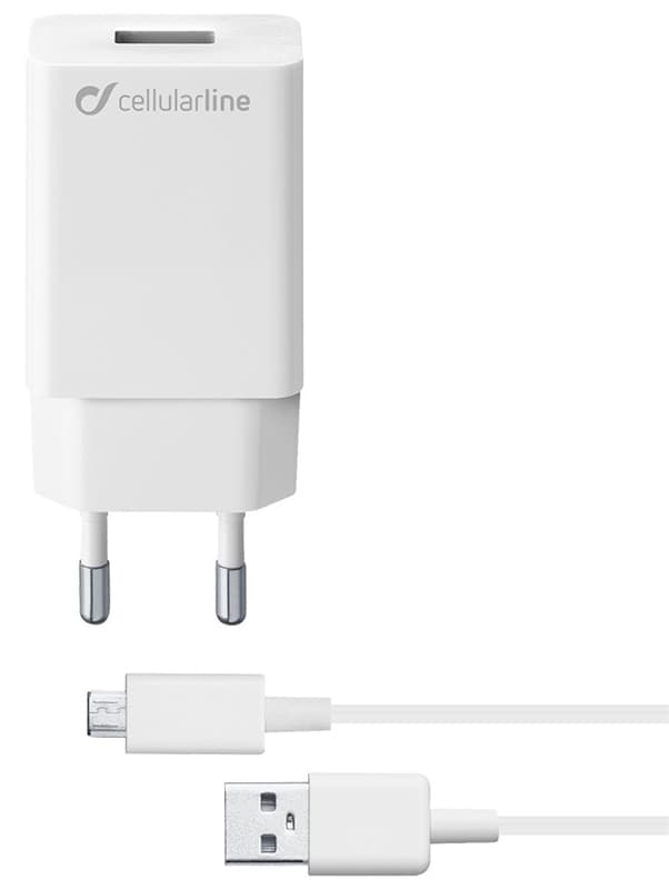 Cellularline Väggladdare 10W med microUSB-kabel, Vit
