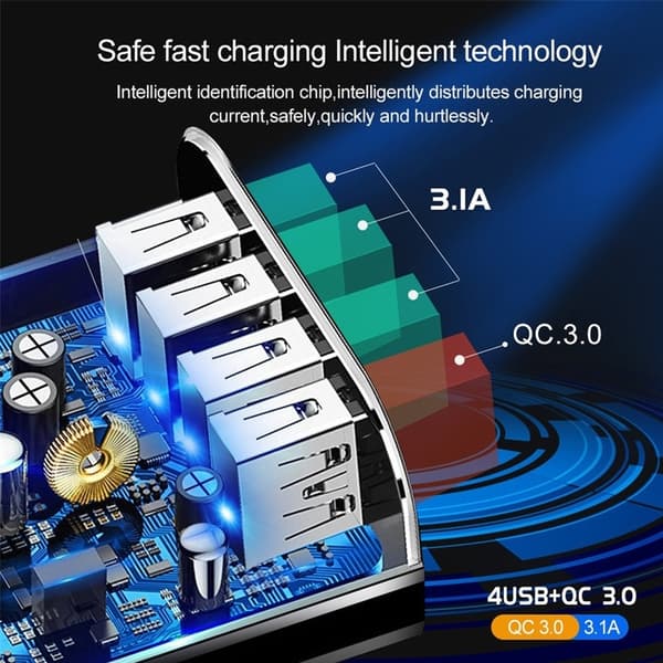 30 W, 1 snabbladdare USB 3.0 + 3 st USB 2.0 uttag i ett