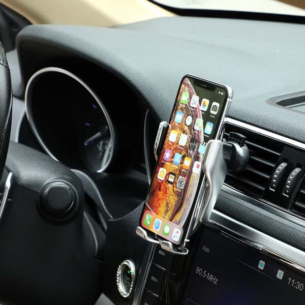 USB-C Smart Trådlös Mobilladdare QI Mobilhållare för Bil