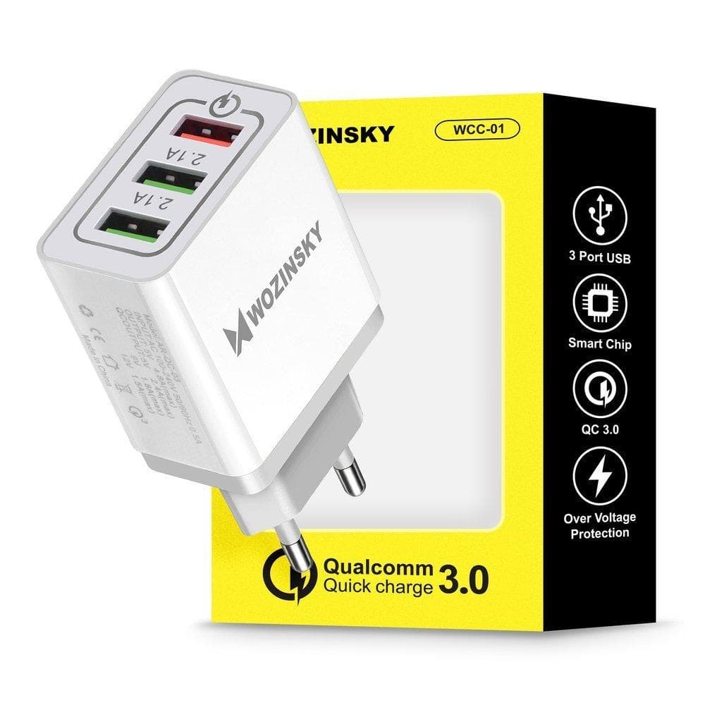 Wozinsky 3-Amp Quick Charge Snabbladdning 3xUSB Väggadapter