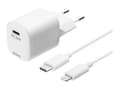 Miniatyrbilde 1 av 5: DELTACO USBC-AC141 - Strømadapter - 20 watt - 3 A - PD (24 pin USB-C) - hvit
