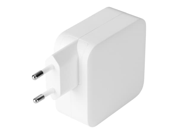 DELTACO USBC-GAN03 - Strømadapter - 100 watt - 5 A - PD - 2 utgangskontakter (2 x USB-C) - hvit
