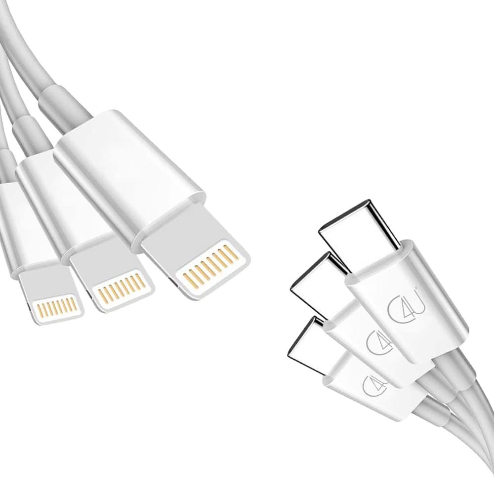 C4U® 3pakke 1m USB-C - IOS 3A opladningskabel hurtigopladning QC3.0 60W