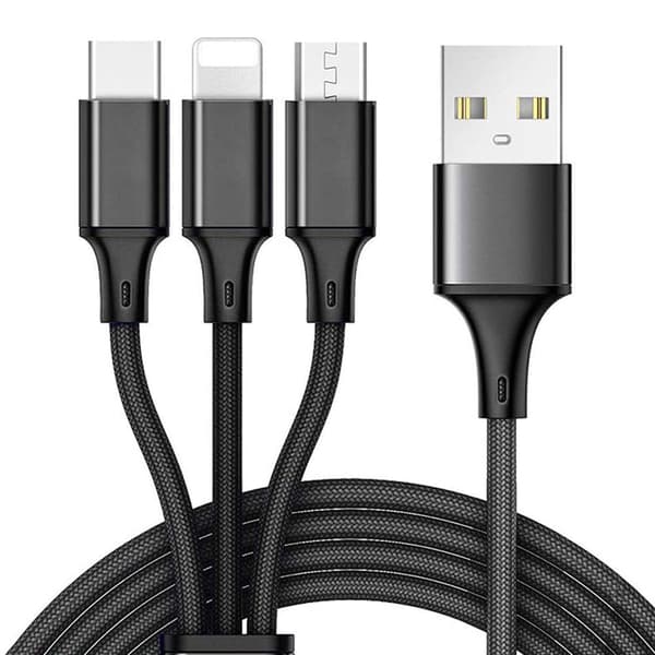 (3-i-1) iPhone-laddare 5,6,7,8, X,11,12,13 PRO MAX Lightning kabel 2M (USB-C, Lightning OCH Mikro USB!)