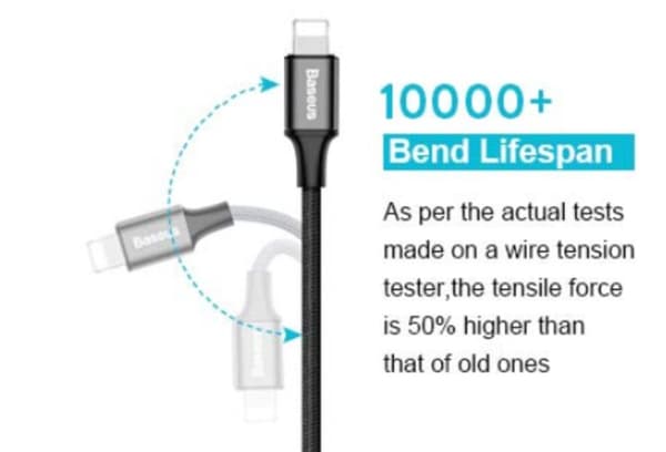 2 m Baseus 3A snabb USB-C laddare svart