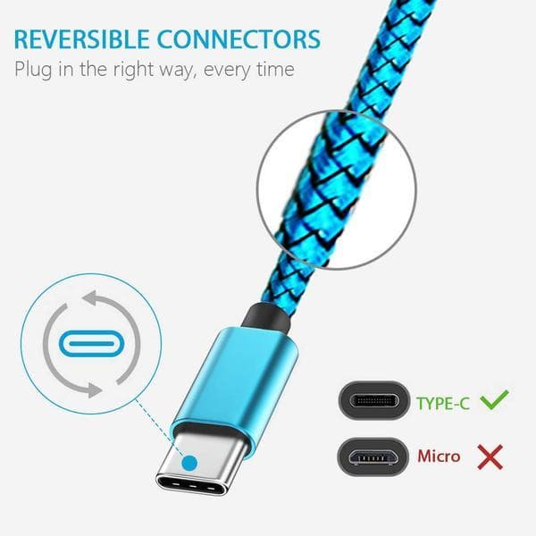 2 st super kvalitet 3 m  usb-c svart