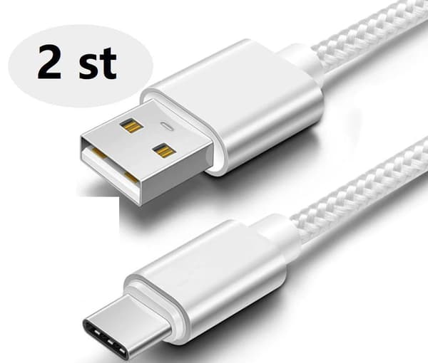 2 st 2 m färgade  usb-c supporta Q.C 3.0 guld