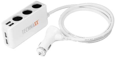Technaxx 4-porttinen USB- ja 3-pistorasiainen autolaturi