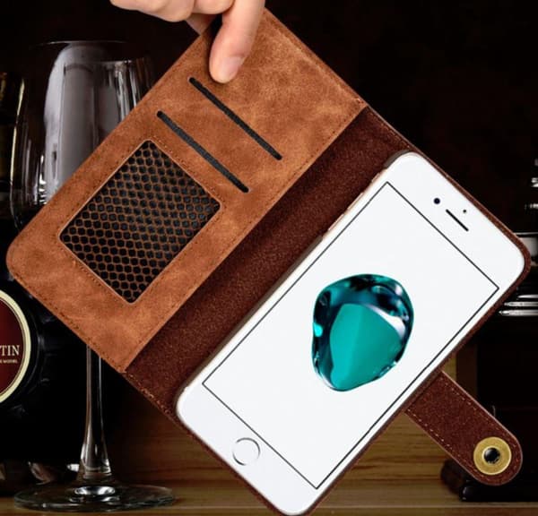 IPhone 7 Lyx fodral Löstagbar tappning Magnetik Läder Flip