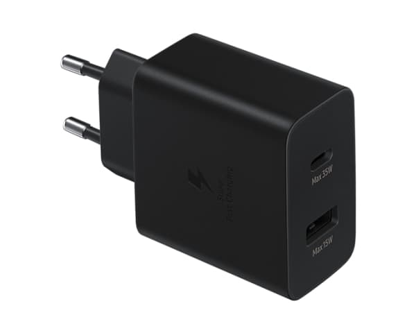 Samsung EP-TA220 - Strømadapter - 35 watt - SFC (USB, 24 pin USB-C) - svart - for Galaxy A20, A50, A70, A8s, M30, M40, Note10, S20, S20 5G, S20+ 5G,