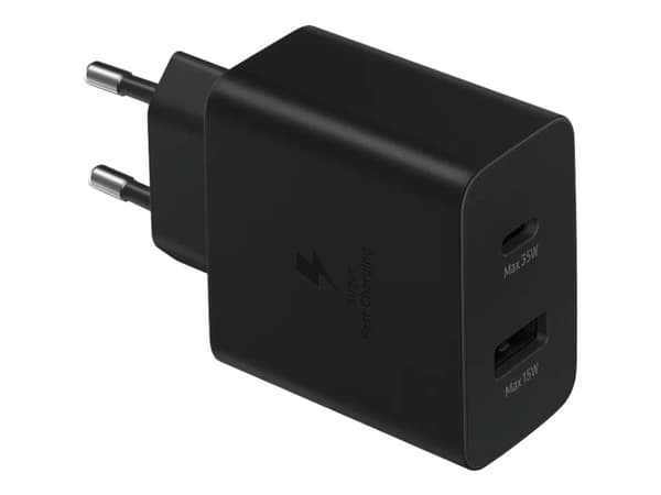 Samsung EP-TA220 - Strømadapter - 35 watt - SFC (USB, 24 pin USB-C) - svart - for Galaxy A20, A50, A70, A8s, M30, M40, Note10, S20, S20 5G, S20+ 5G, Sort