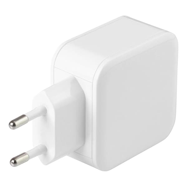 Deltaco Laddare 24W 2xUSB-A Vit
