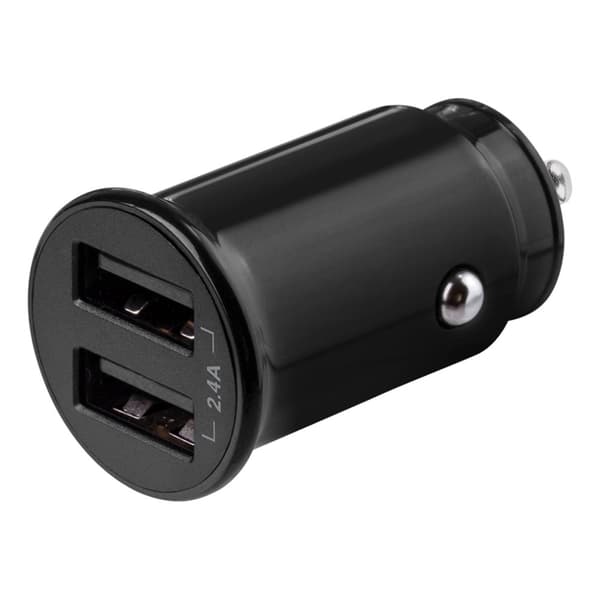 Deltaco Mobillader til bil 12W 2xUSB-A Svart