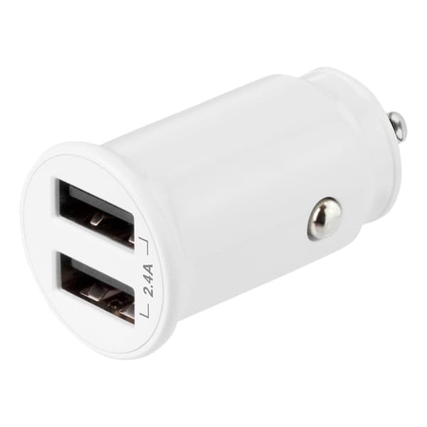 Deltaco Autolaturi 12W 2xUSB-A Valkoinen