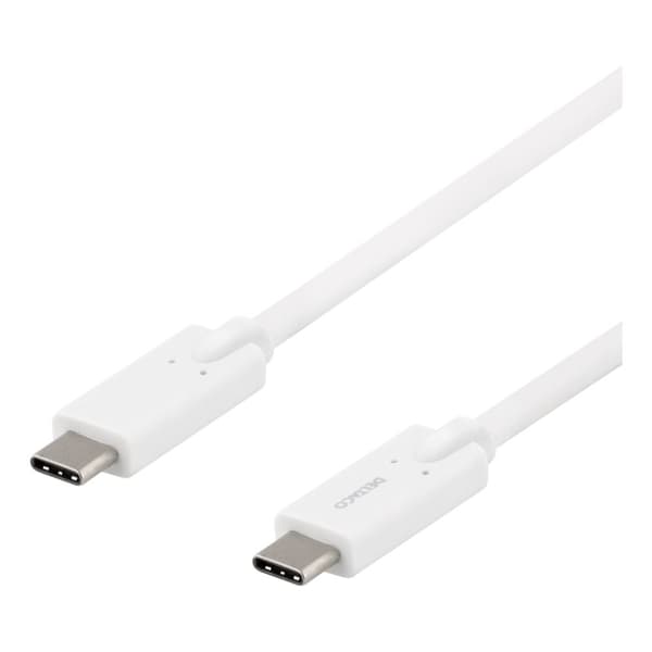 Deltaco Kabel USB-C till USB-C 2 meter Vit