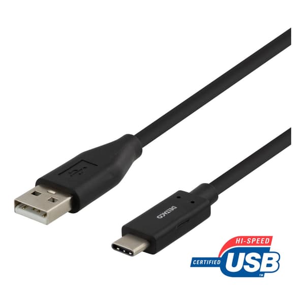 Deltaco Kaapeli USB-C USB-A 2m Musta