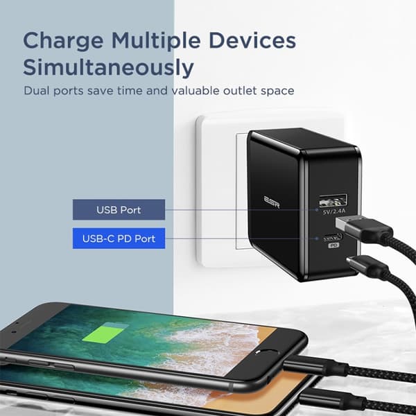 ESR USB & USB-C PD 30W Strömadapter