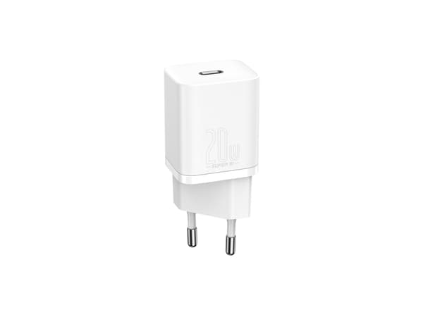 Baseus - Strömadapter - 20 Watt - 3 A - PD 3.0 (24 pin USB-C) - på kabel: Lightning - vit