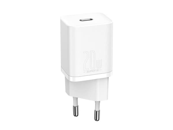 Baseus - Strömadapter - 20 Watt - 3 A - PD 3.0 (24 pin USB-C) - på kabel: Lightning - vit