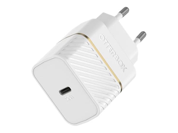 OtterBox seinälaturi - Virtalaturi - 20 Watt - 3 A - PD 3.0 (24-nastainen USB-C) - Dust Cloud White (pölypilvenvalkoinen)