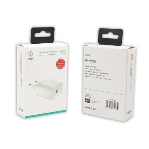 SiGN USB-C PD Laddare 18 W - Vit