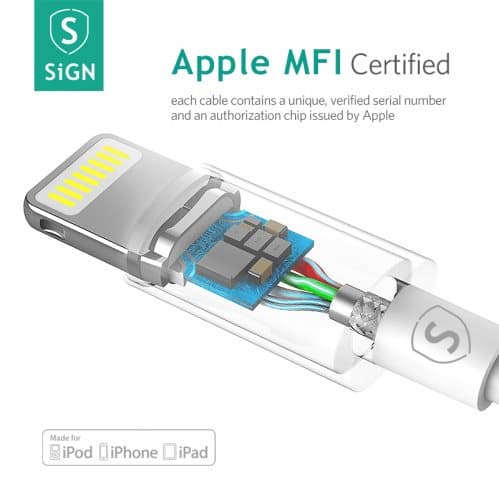 SiGN Lightning-kabel till iPhone / iPad, MFi-certifierad - 2 m