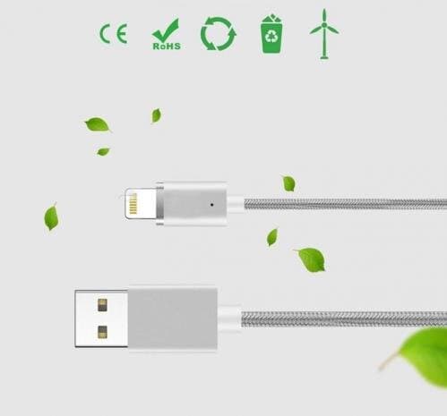SiGN Magnetkabel 2-i-1 Lightning & Micro-USB 2.4A 1 m - Silver