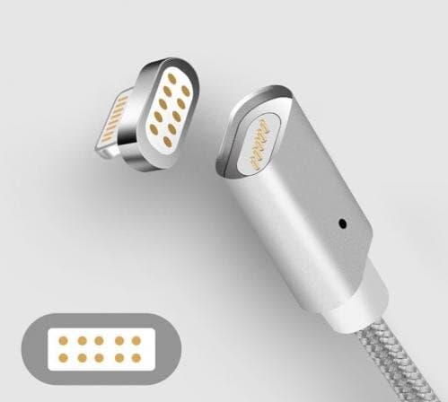 SiGN Magnetkabel 2-i-1 Lightning & Micro-USB 2.4A 1 m - Silver