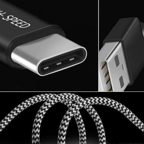 SiGN Skin USB-C-kabel 2.1A 0,25 m - Svart/Vit