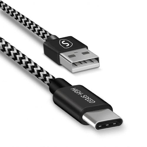 SiGN Skin USB-C-kabel 2.1A 0,25 m - Svart/Vit