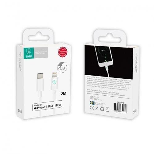 SiGN USB-C till Lightning-kabel 2m, MFi, 60W