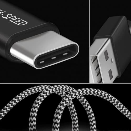 SiGN Skin USB-C-kabel 2.1A 1,5 m - Svart/Vit