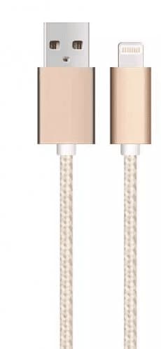 SiGN USB kabel med Lightning kontakt för iPhone & iPad Guld/Nylon, 1m