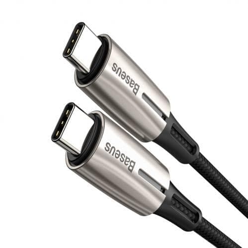Baseus Kabel USB-C till USB-C, LED-indikator, PD 2.0, 60W, 3A, 1m - Svart