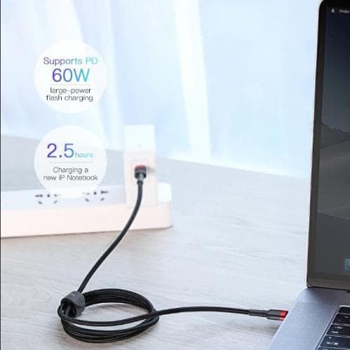 Baseus Cafule USB-C till USB-C, QC 3.0, USB-C PD, 3A 2 m - Grå/Svart