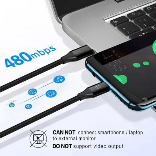 SiGN Cafule USB-C till USB-C, QC 3.0, USB-C PD, 3A 1 m - Grå/Svart