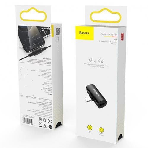 Baseus L46 Adapter Lightning till Dual Lightning, Ladda & Lyssna - Silver