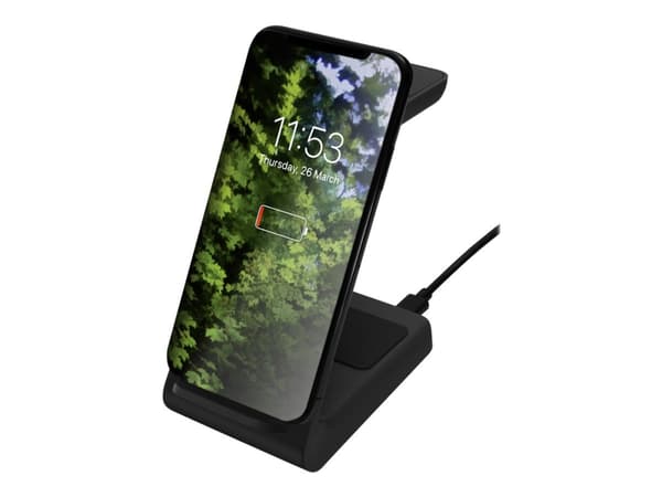 DELTACO QI-1037 - Trådlöst laddställ - 3-i-1 - 15 Watt - svart