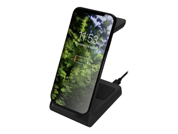 DELTACO QI-1037 - Trådlöst laddställ - 3-i-1 - 15 Watt - svart
