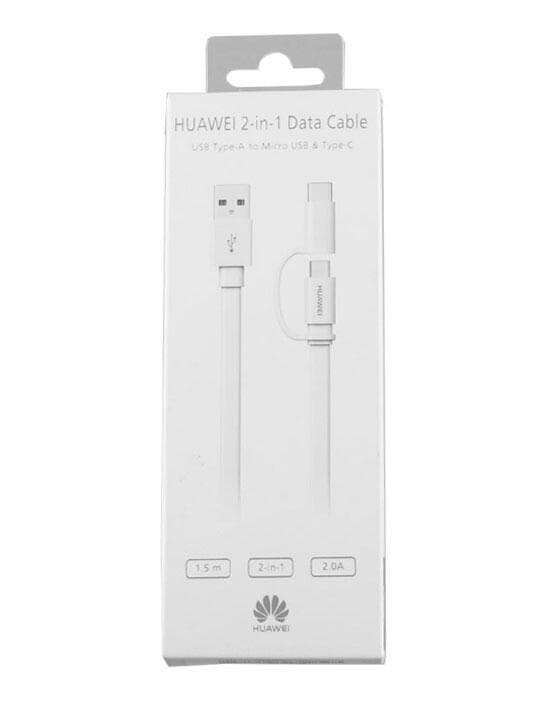 Original Huawei 2-in-1 Micro-USB & USB-C Kabel 2A, 1.5m - Vit