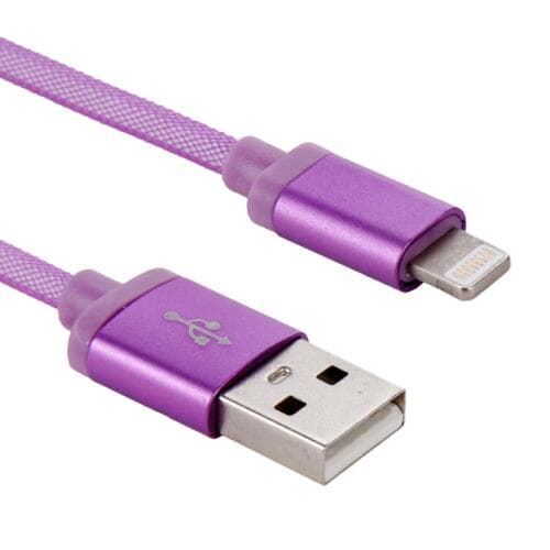 USB kabel med Lightning kontakt för iPhone & iPad, 25cm - Lila/Nylon