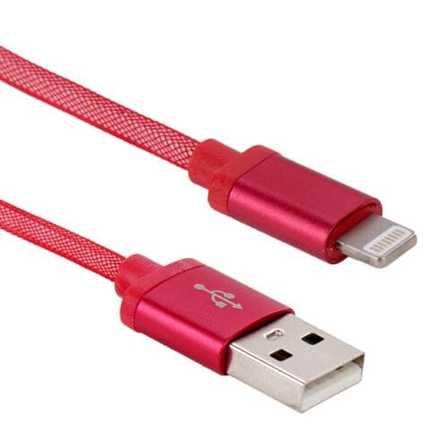 SiGN nylon USB kabel med Lightning kontakt, 25cm - Röd
