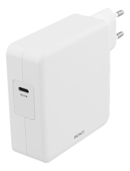 Deltaco 87W Laddare, USB-C PD, Snabbladdning, MacBook, iPhone m.fl.