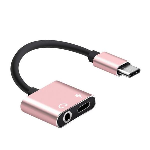 Adapter USB-C - 3,5 mm - USB-C Opladning & Lyt - Pink