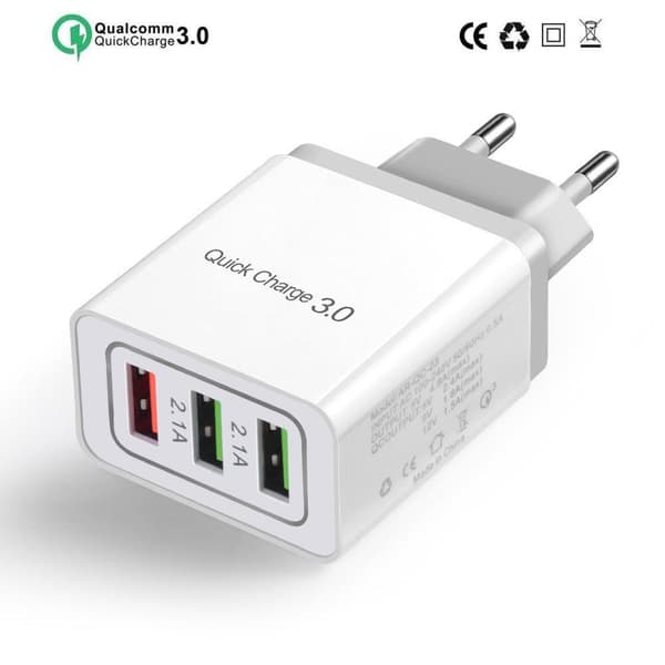 3 Port Snabbladdning 4,8A väggladdare QC3.0 till iPhone X / XS