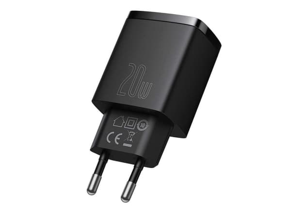Baseus Compact - Strømadapter - 20 watt - 3 A - PD 3.0, QC 3.0 (24 pin USB-C) - svart