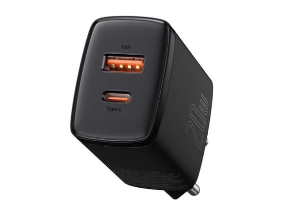 Baseus Compact - Strømadapter - 20 watt - 3 A - PD 3.0, QC 3.0 (24 pin USB-C) - svart