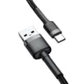 Miniatyrbild 2 av 4: SiGN Cafule USB-A till USB-C Kabel Q.C 3.0, 18W, 2A, 3m - Grå/Svart